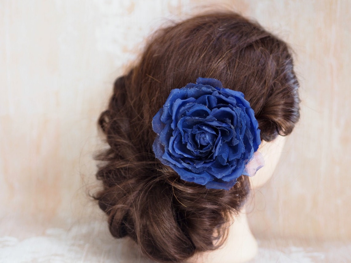 Blue Rose Hair Clip - Etsy - wide 2