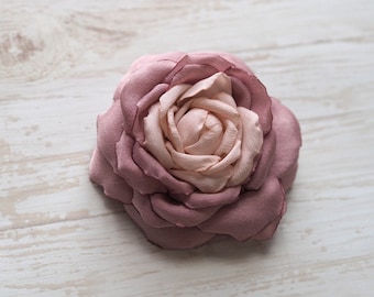 Mauve Hair Clip for Women, Dusty Rose Flower, Silk Dusky Pink Hair Rose, Dusty Pink Hair Accessories, Dusty Rose Hair Slide,Flower Girl Clip