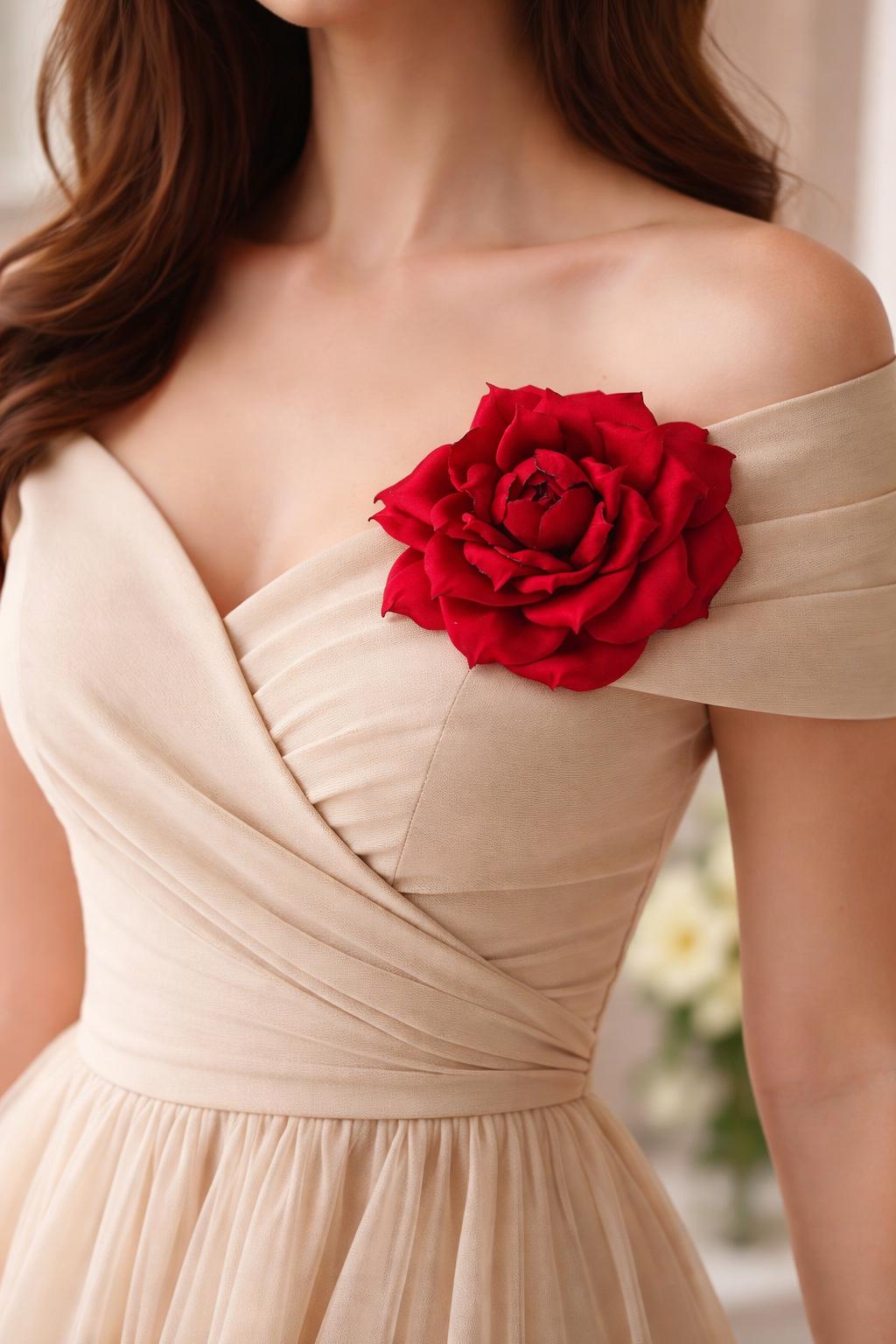 PROUSKY Fermaglio per capelli a forma di fiore rosso, per la festa delle donne, spilla a forma di fiore artificiale, stile vintage, accessorio per feste, spiaggia, San Valentino, festa della mamma