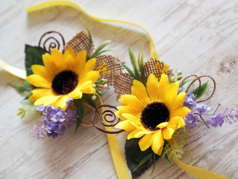 Sunflower Corsage Wrist Corsage Wedding Corsage Fall Etsy