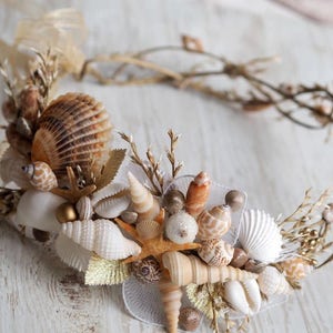 Sea Shell Mermaid Crown, Beach Wedding Headband, Beach Wedding Crown, Beach Hair Accessories, Beach Bridal Tiara, Starfish Mermaid Headpiece image 7