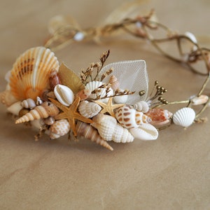 Sea Shell Mermaid Crown, Beach Wedding Headband, Beach Wedding Crown, Beach Hair Accessories, Beach Bridal Tiara, Starfish Mermaid Headpiece image 10