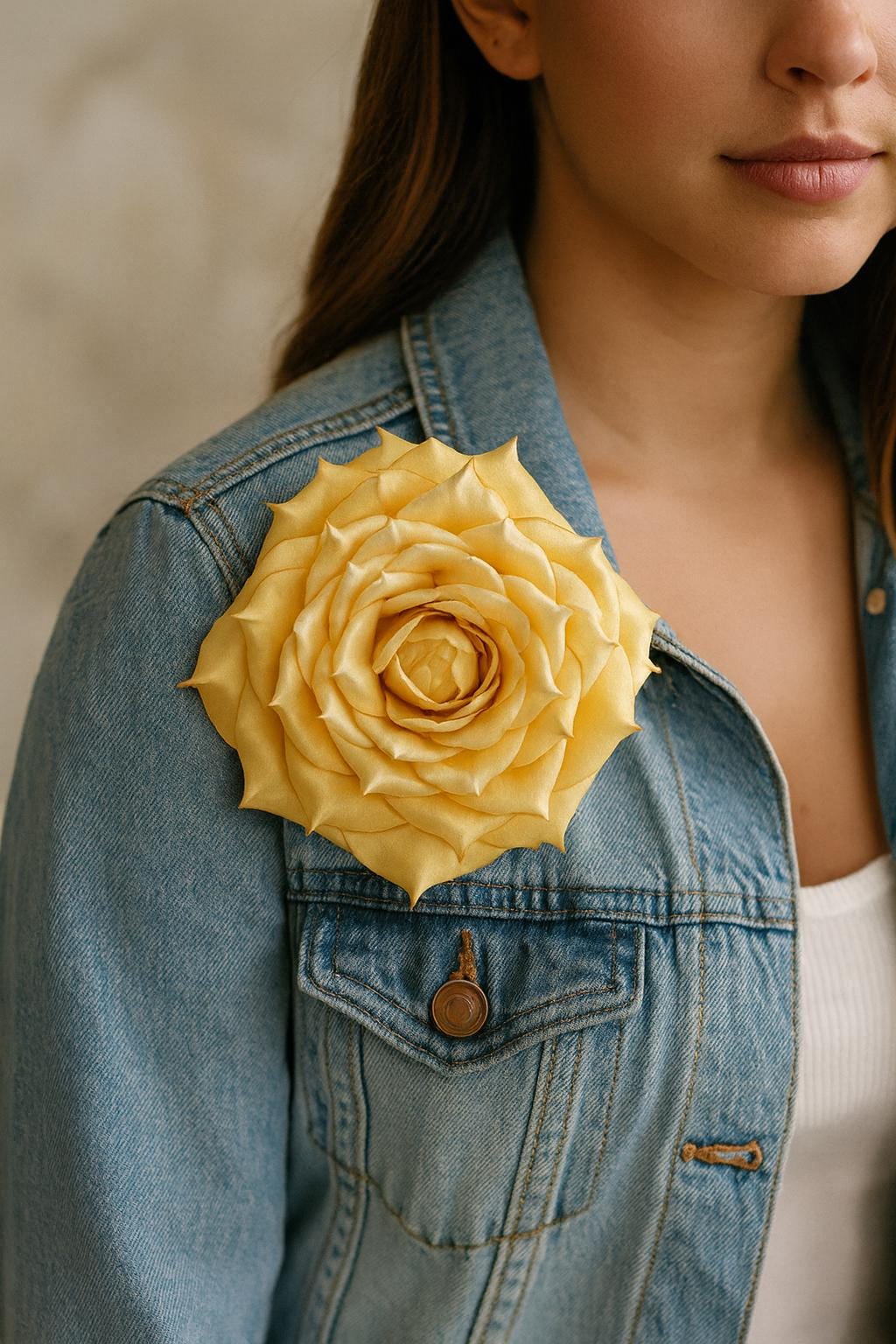 Large Yellow Rose Hair Clip or Brooch, Satin Flower Pin  display picture 3