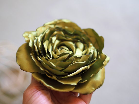 Spilla A Forma Di Rosa In Mussola - Fermaglio Per Capelli Elegante Per Matrimoni E Feste - Foto 5