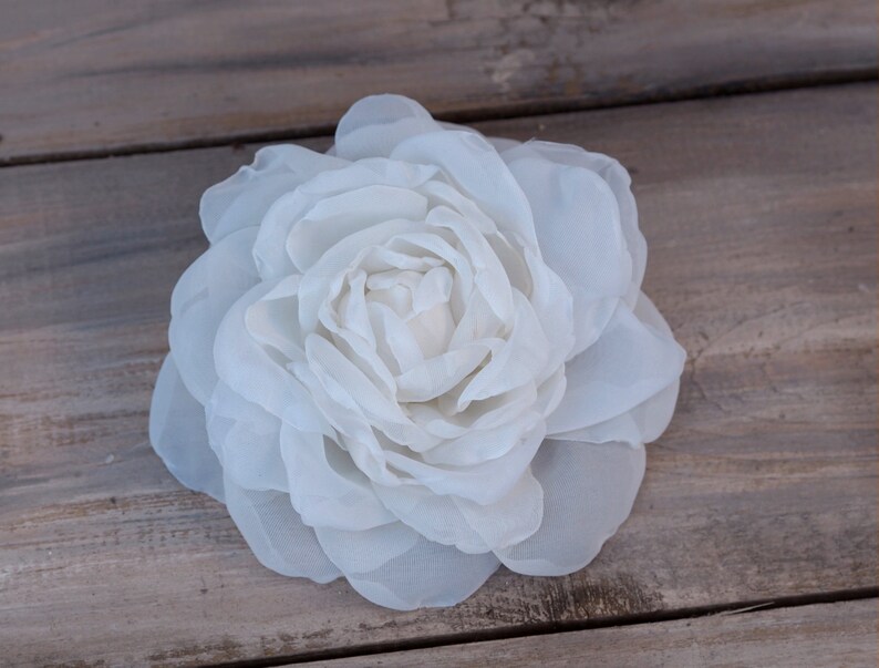 Large Silk Flower Brooch Big Flower for Bridal Hair White Etsy