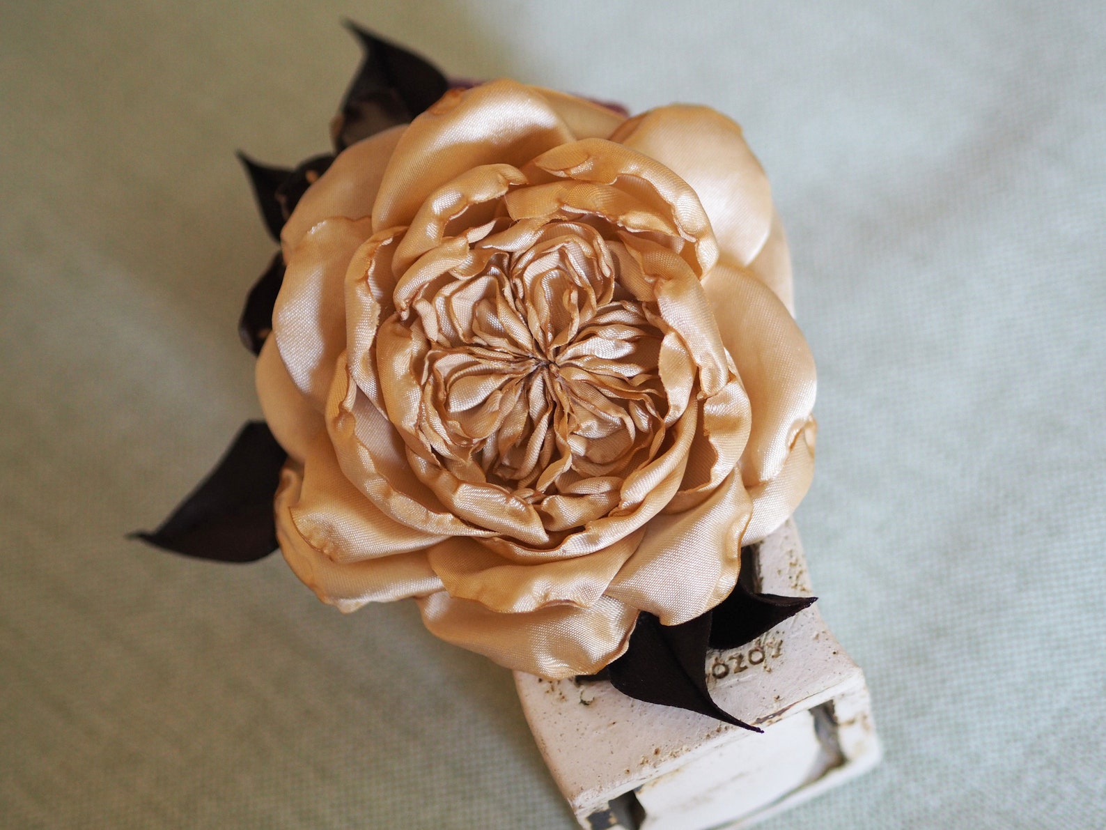 Gold Fabric Flower Hair Clip Gold Flower Pin Satin Gold Etsy