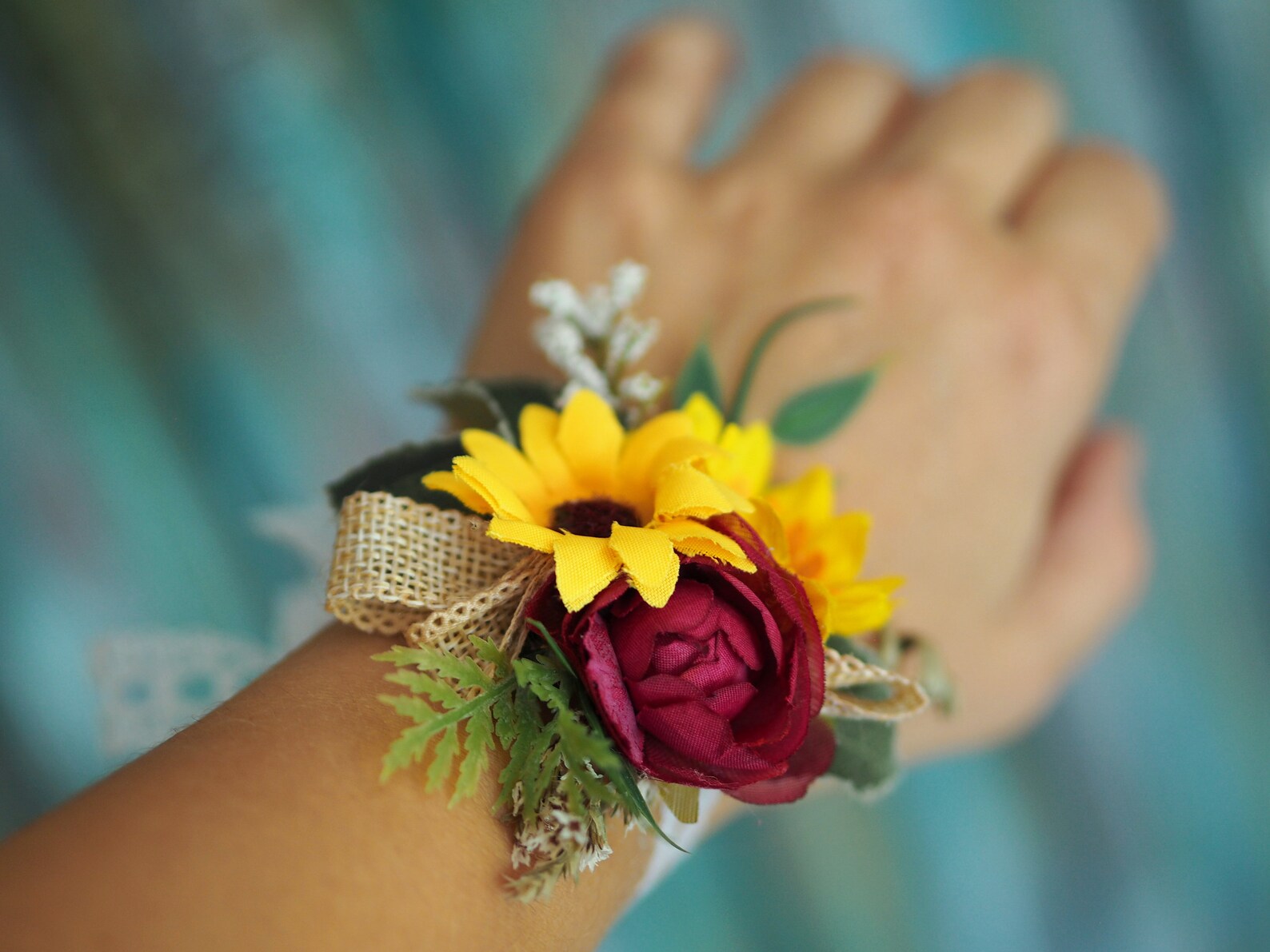 Sunflower Corsage Wrist Corsage Wedding Corsage Fall Etsy
