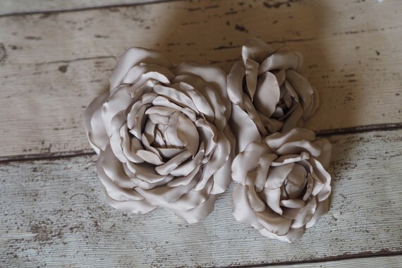 CIEHER 6 Blumen-Haarspangen – Helle Champagnerrosen Aus Stoff, Mit Metallclip, Für Frauen & Mädchen, Haarschmuck Für Hochzeit, Halloween, Party