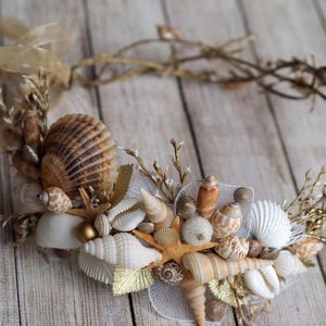 Sea Shell Mermaid Crown, Beach Wedding Headband, Beach Wedding Crown, Beach Hair Accessories, Beach Bridal Tiara, Starfish Mermaid Headpiece image 2