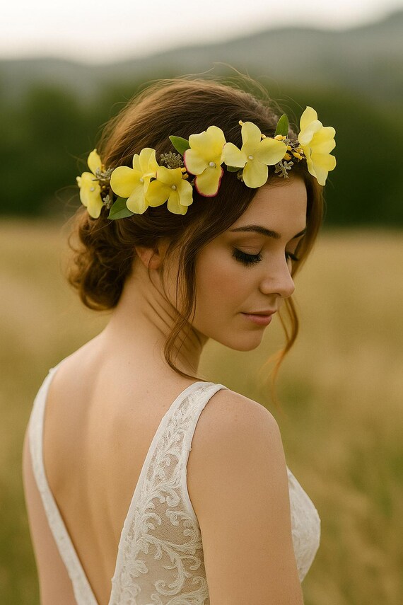Lovely Boho flower crown, headband, so pretty for wedding, festival, garden How to Make a Flower Crown | DIY for a Boho Chic Bride | San  main image 3