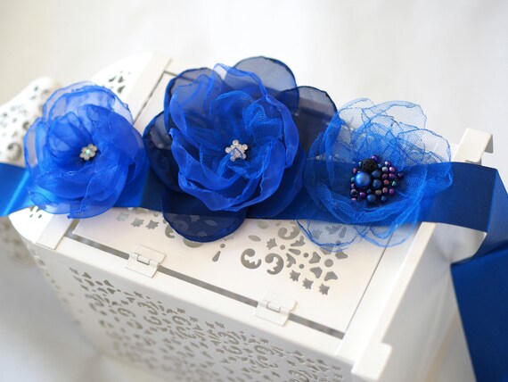 Royal Blue Flower Sash Belt With Rhinestones, Bridal Wedding  display picture 2