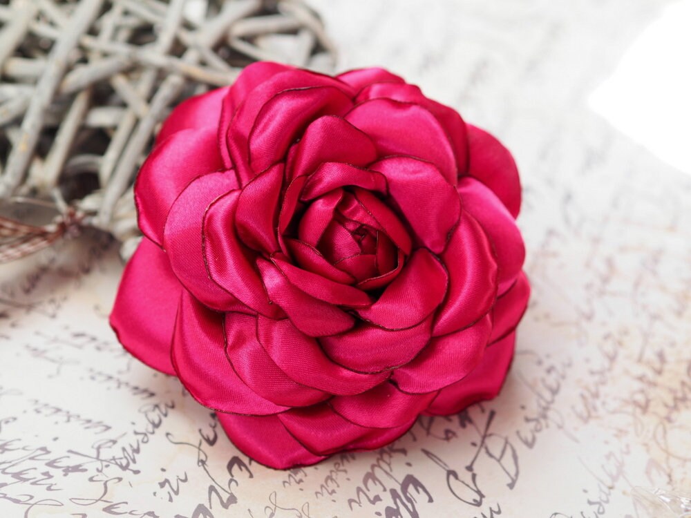 Magenta Rose Flower Hair Clip, Fuchsia Hair Flower Fascinator, Hot Pink Flower Brooch, Artificial Pink Flower Hair, Fuchsia Hair Accessories