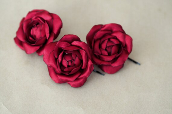 Large red 2024 rose hair clip
