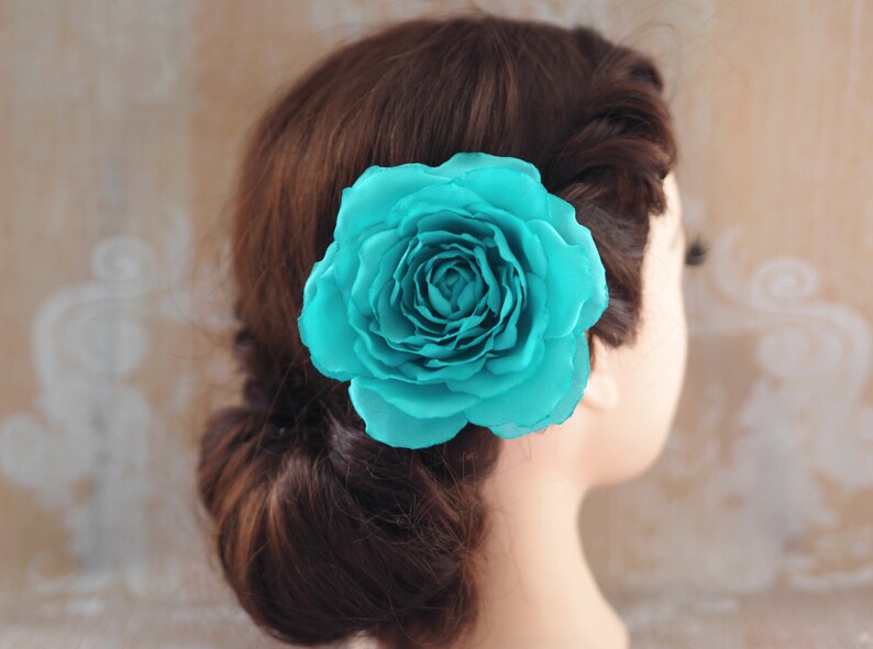 Turquoise Hair Accessory Floral Hair Clip Turquoise Hair Etsy