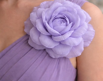 Presilha ou broche de cabelo com flor lilás, acessório de cabelo de noiva com rosa roxa, corsage de casamento lavanda