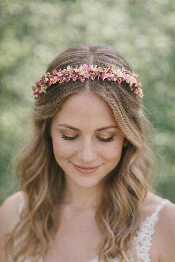 Pink Bridal Flower Headband – Dusty Rose Floral Crown, Blush  display picture 2