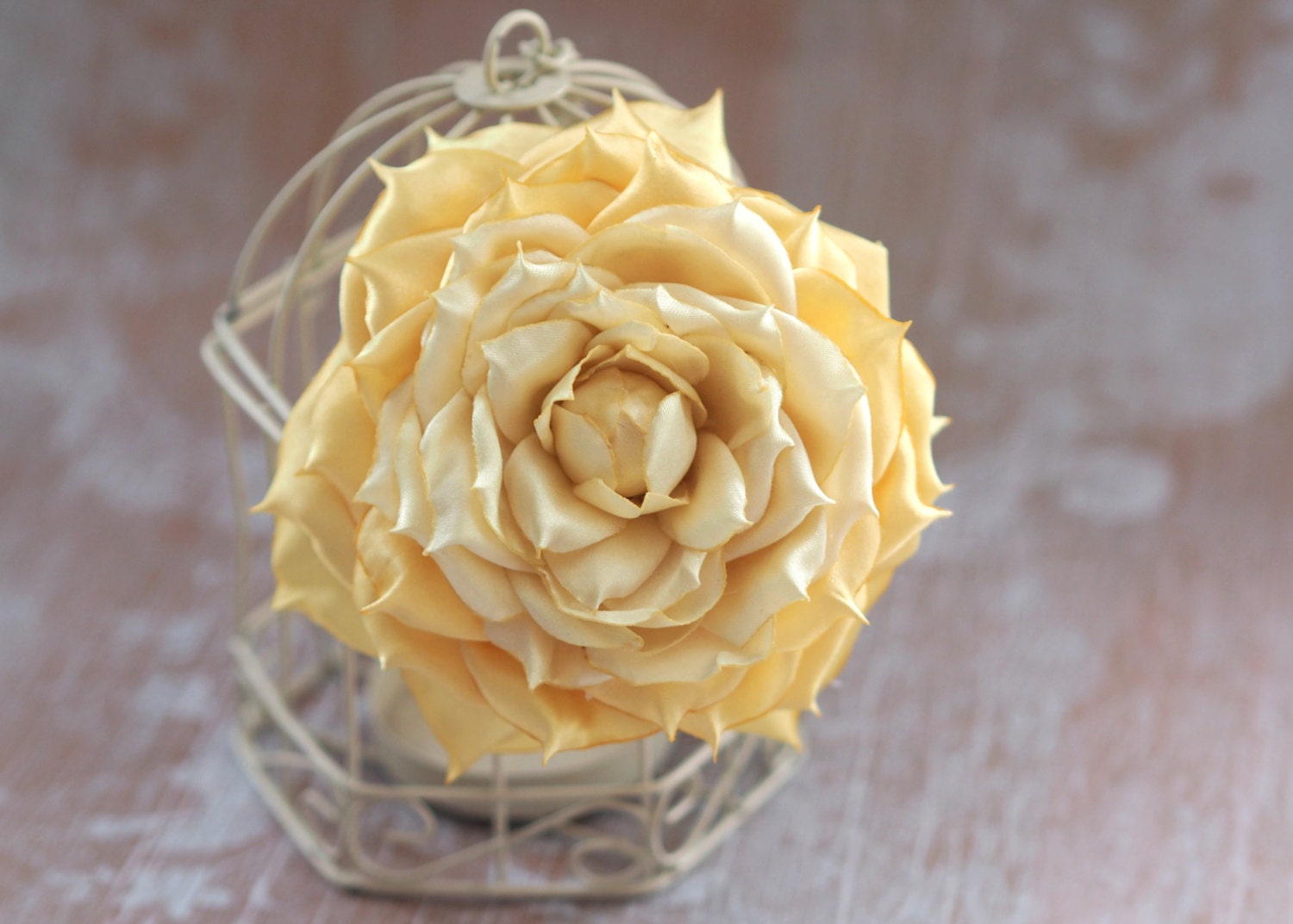 Yellow Flower Hair Accessory Floral Fascinator Rose Corsage Rose Brooch Pin Large Yellow Rose Hair Clip or Brooch, Satin Flower Pin  main image 3