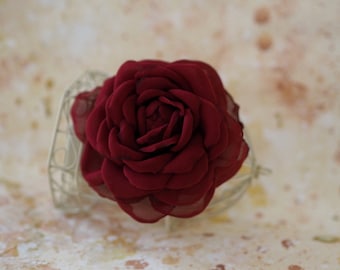 Fermaglio Capelli Grande Fiore Rosa Rossa - Accessorio Boho Per Matrimoni E Occasioni Speciali - Foto 9