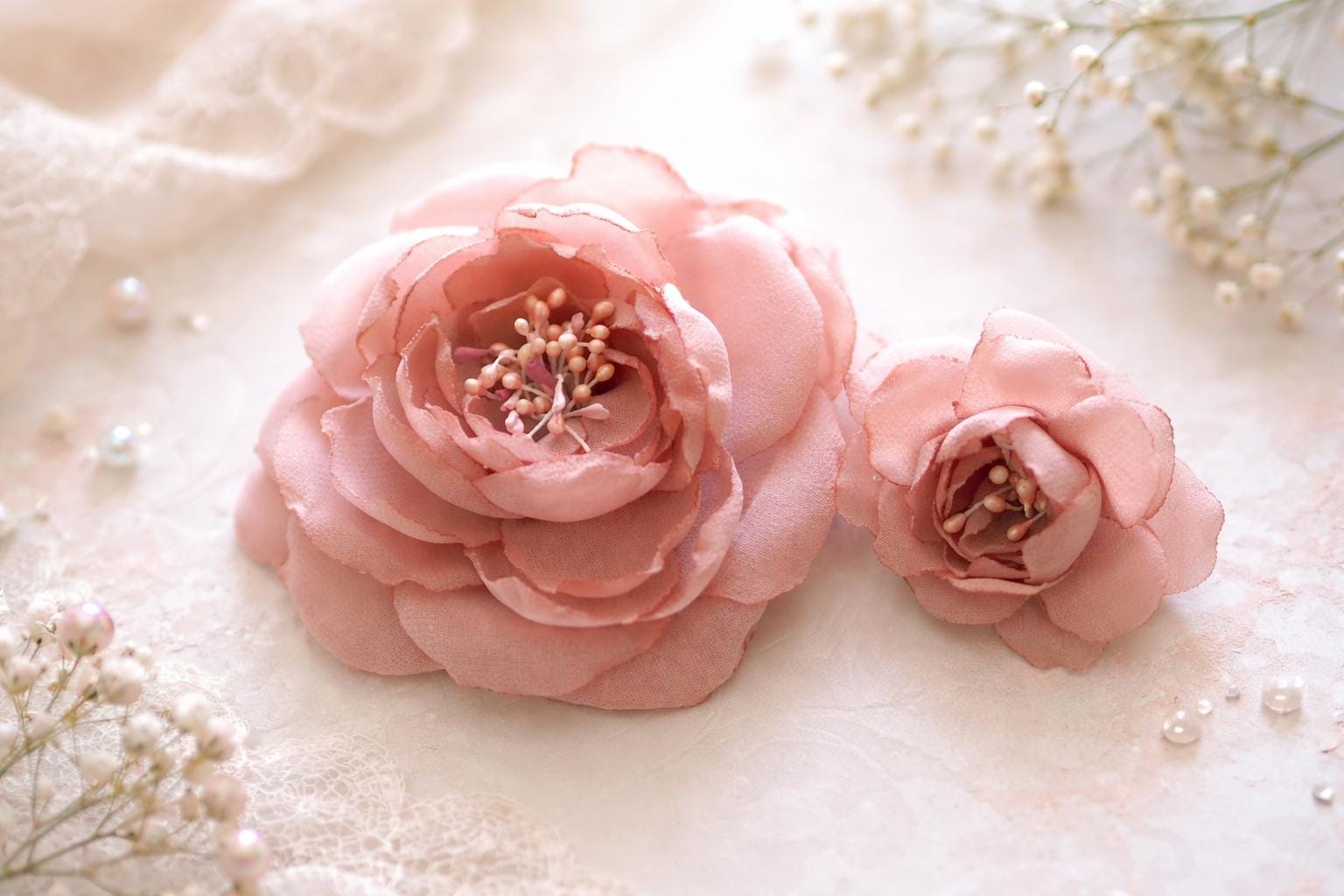 Women Hair Comb Artificial Flowers Leaves Metal Bridal Wedding Pink Pair Cinaci 4 Pack Pink Flower Metal Hair Combs Slides with Big  main image 4