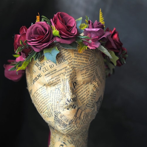Fermaglio E Spilla Per Capelli A Rosa Vintage - Fatto A Mano In Tessuto Raso - Lunghezza 10 Cm - Colore Champagne
