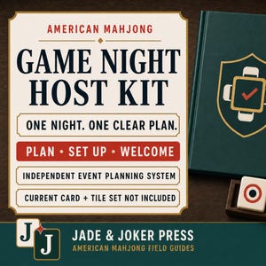 Amerikanskt Mahjong-spelkvällsvärdskit, festplanerare och checklista utskrivbar PDF