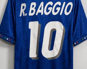Camiseta retro de fútbol de Roberto Baggio #10 Italia 1994 / Camiseta de fútbol del Mundial 1994 / Camiseta clásica azul de Italia / Equipación vintage de los 90