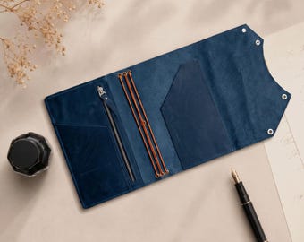 Trifold Journal Cover, A5 Notebook Cover, Refillable Notebook, Custom Journal Cover, Leather Journal Case, Personalized Journal, A5 Journal