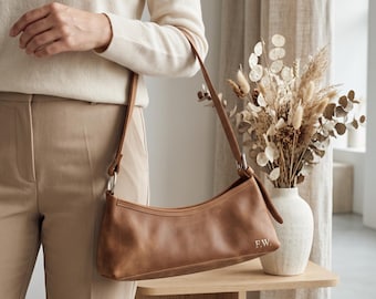 Leather Shoulder Bag, Leather Baguette Bag, Small Shoulder Bag, Shoulder Bag Women, Leather Handbag, Personalized Purse, Custom Shoulder Bag