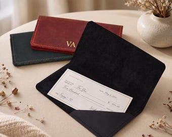 Leather Cash Wallet, Cash Envelope Wallet, Leather Check Holder, Long Cash Wallet, Check Presenter, Leather Money Sleeve, Cash Sleeve