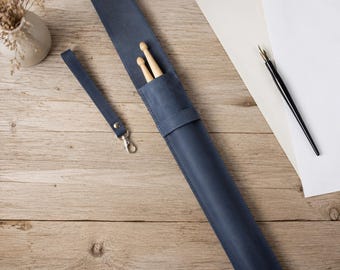 Drumstick Bag, Drumstick Case, Leather Drumstick Holder, Drumstick Sleeve, Gift for Drummer, Drummer Gift, Personalized Music Gift
