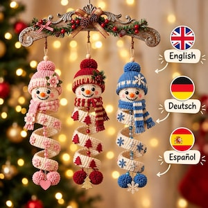Christmas Snowman Spiral Ornament Crochet PDF | Amigurumi Spiral Ornament Pattern | Snowman  Pattern | Hanging Decor | Spiral Wind Spinner