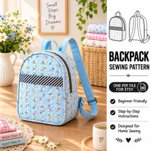 Backpack Sewing Pattern | Easy Bag Pattern | DIY Backpack Sewing Pattern | Quilted Bag Pattern | School Bag | Travel Backpack pattern pdf