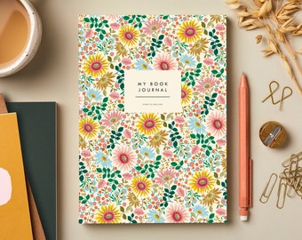 Beautiful Book Journal - Bright Flowers Reading Log - keepsake Reading Diary - Perfect Gift for Book Lovers - Book Review Diary