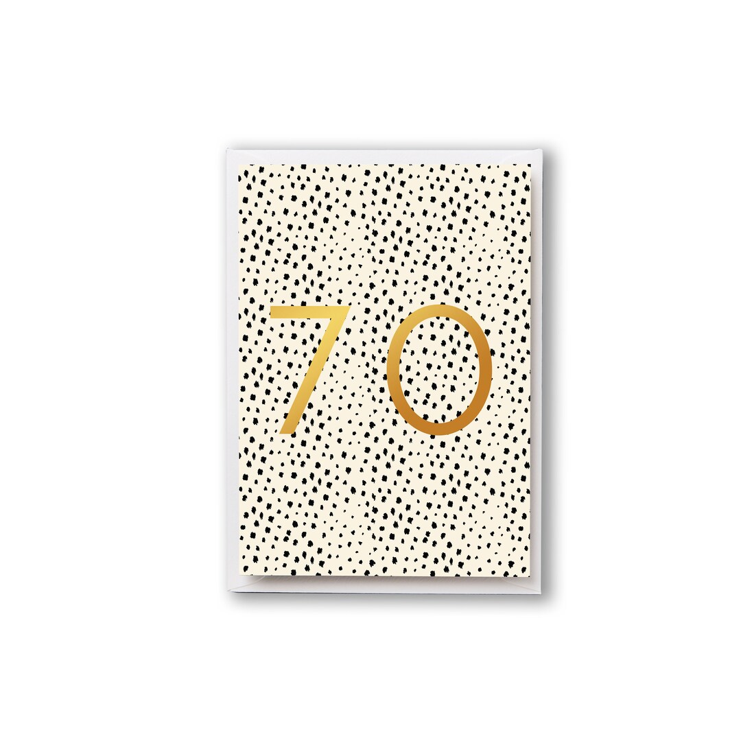 70th Birthday Card Gold Foil With Black Spot Pattern - Etsy