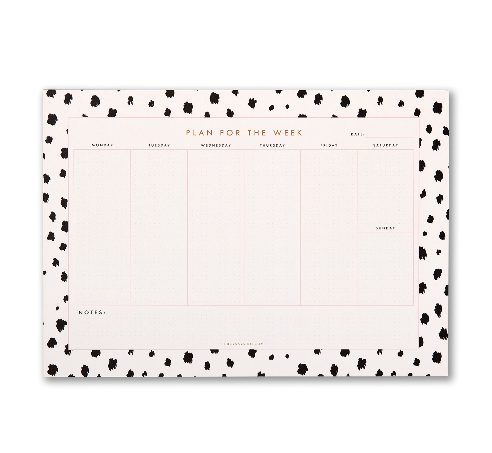 A4 Weekly Planner Desk Pad, Dalmatian Spot Animal Print to Do List ...