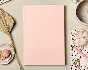 A5 Lay flat soft pink Notebook. Special A5 lined journal with page numbers and contents page. Beautiful gift