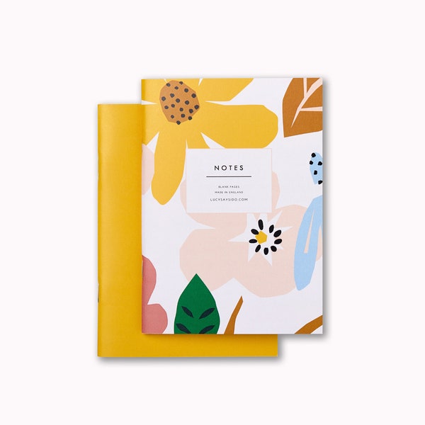 A6 Floral Notebook Set - Bright Flower plus Yellow notebook gift set, A6 notebook, floral stationery
