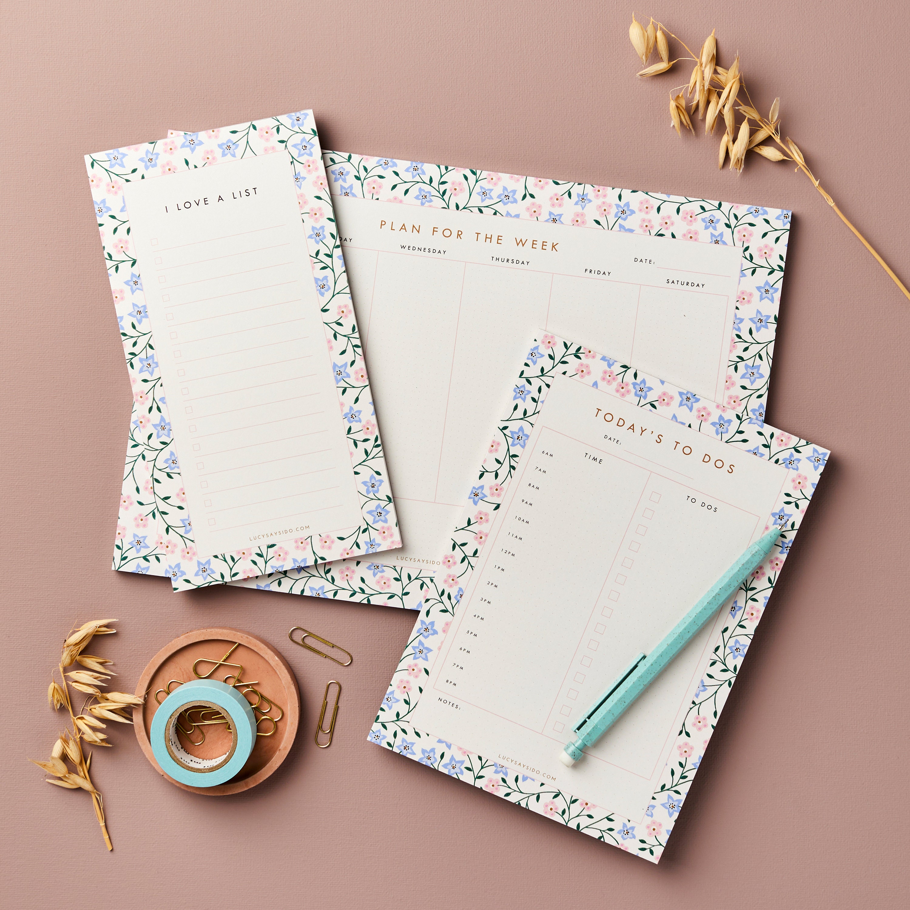 A5 Daily Planner Desk Pad, Periwinkle Daily to Do List Organiser, 50 ...