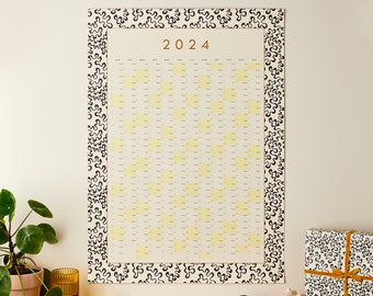 2024 Wall Planner - 2024 calendar - 2024 Planner - Coral Pattern - 50x70cm - Yearly Planner - 2024 diary - year wall planner