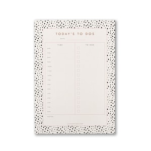 A5 Daily Planner Desk Pad, Mini Dalmatian Spot Animal Print Daily To Do List Organiser, 50 tear off sheet notepad for Office or Student