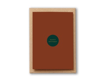 Happy Birthday Plain Rust coloured card