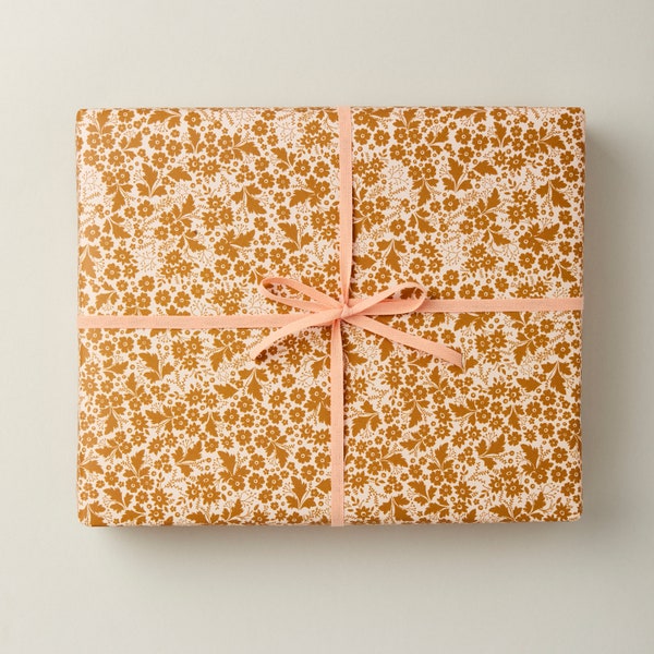 Golden Secret Garden Gift Wrap, Single sided - Birthday Gift Wrap