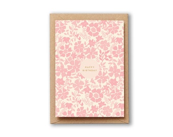 Happy Birthday Pink Flowers card