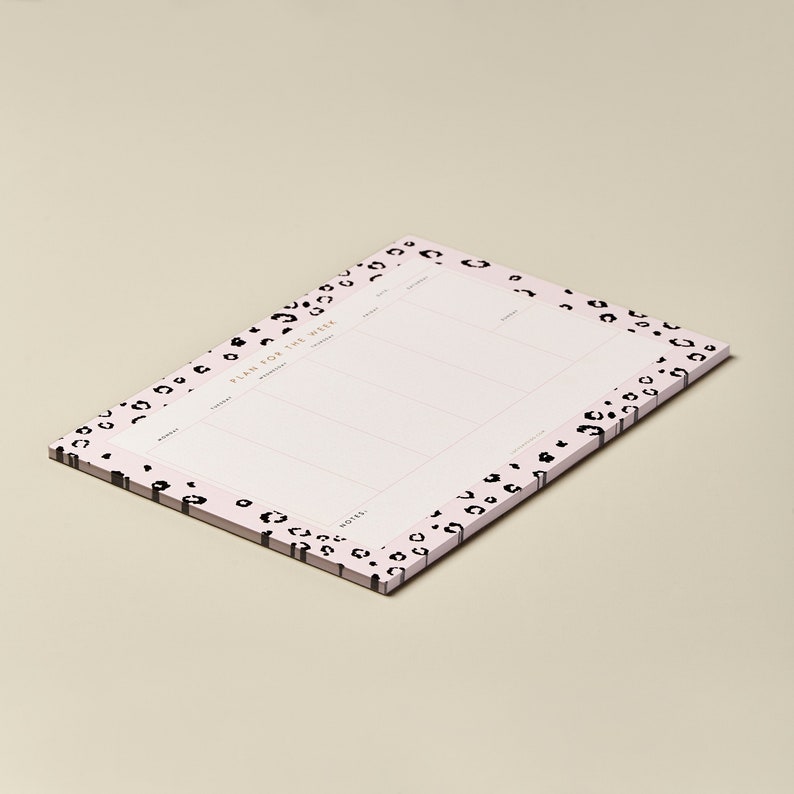A4 Weekly Planner Desk Pad, Pink Leopard Print to Do List Organiser or ...