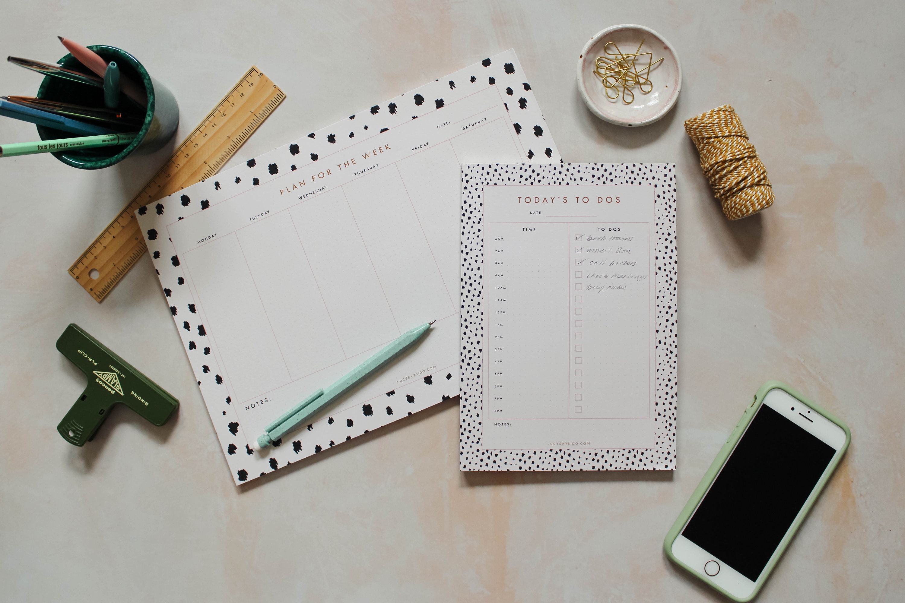 A5 Daily Planner Desk Pad, Mini Dalmatian Spot Animal Print Daily to Do ...