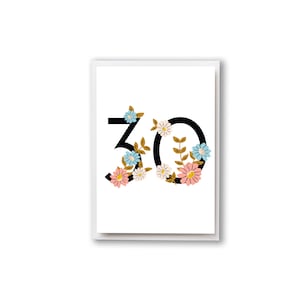 30th Birthday Card Flower Numbers