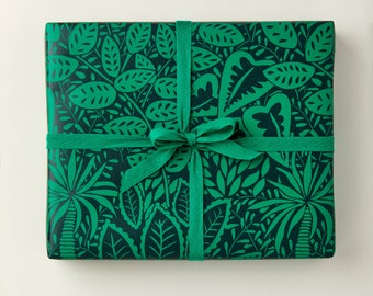 Green Jungle Gift Wrap, Single sided - Birthday Gift Wrap