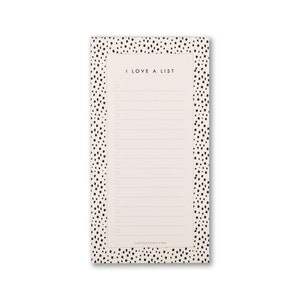 To-do list Notepad, Dalmatian mini print pattern jotter, 50 tear off sheet notepad, desk planner animal print dots