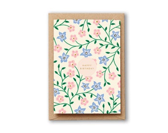 Happy Birthday Periwinkle Floral card