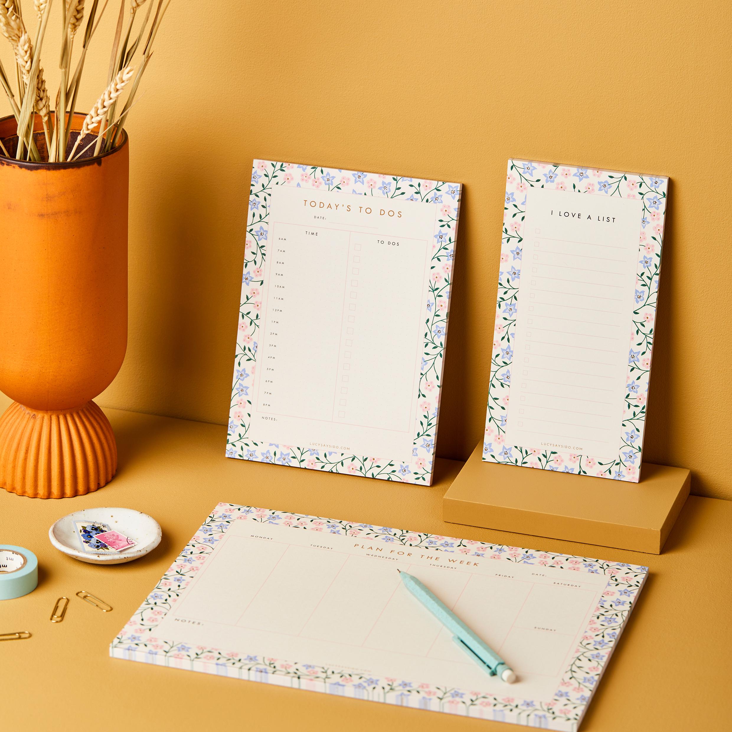 A5 Daily Planner Desk Pad, Periwinkle Daily to Do List Organiser, 50 ...